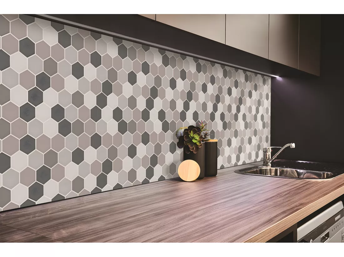 Panneaux muraux en vinyle, Planches en vinyle adhésives - 100x50 cm - Structure en nid d'abeille