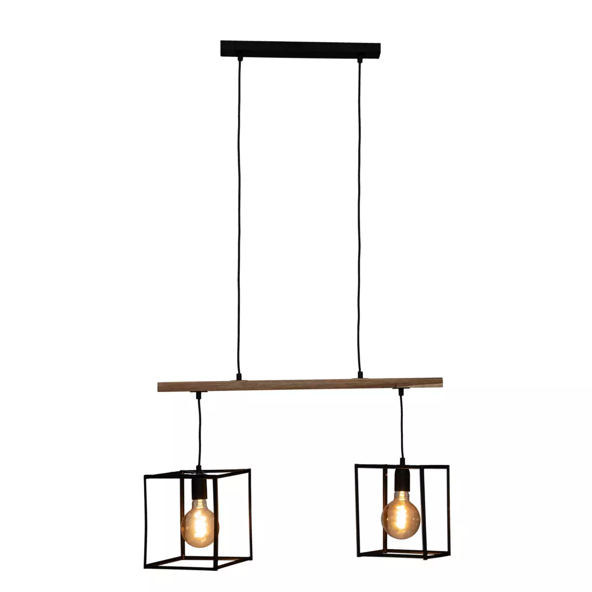 Suspension lumineuse bois acacia (L70 x H120 cm) Edena Noir