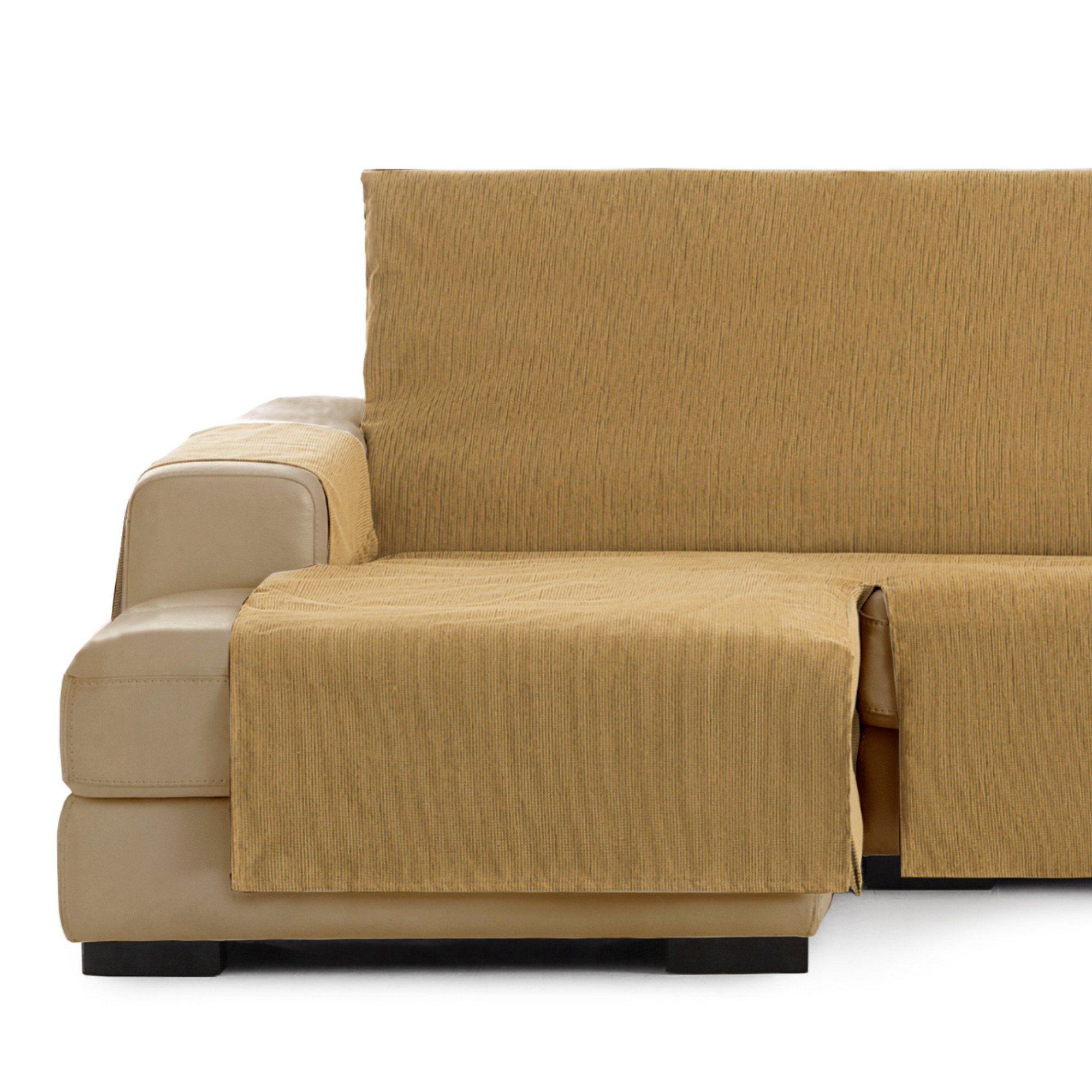 Capa protetora Vipalia para chaise longue, cor ocre, modelo curto esquerdo para cães.