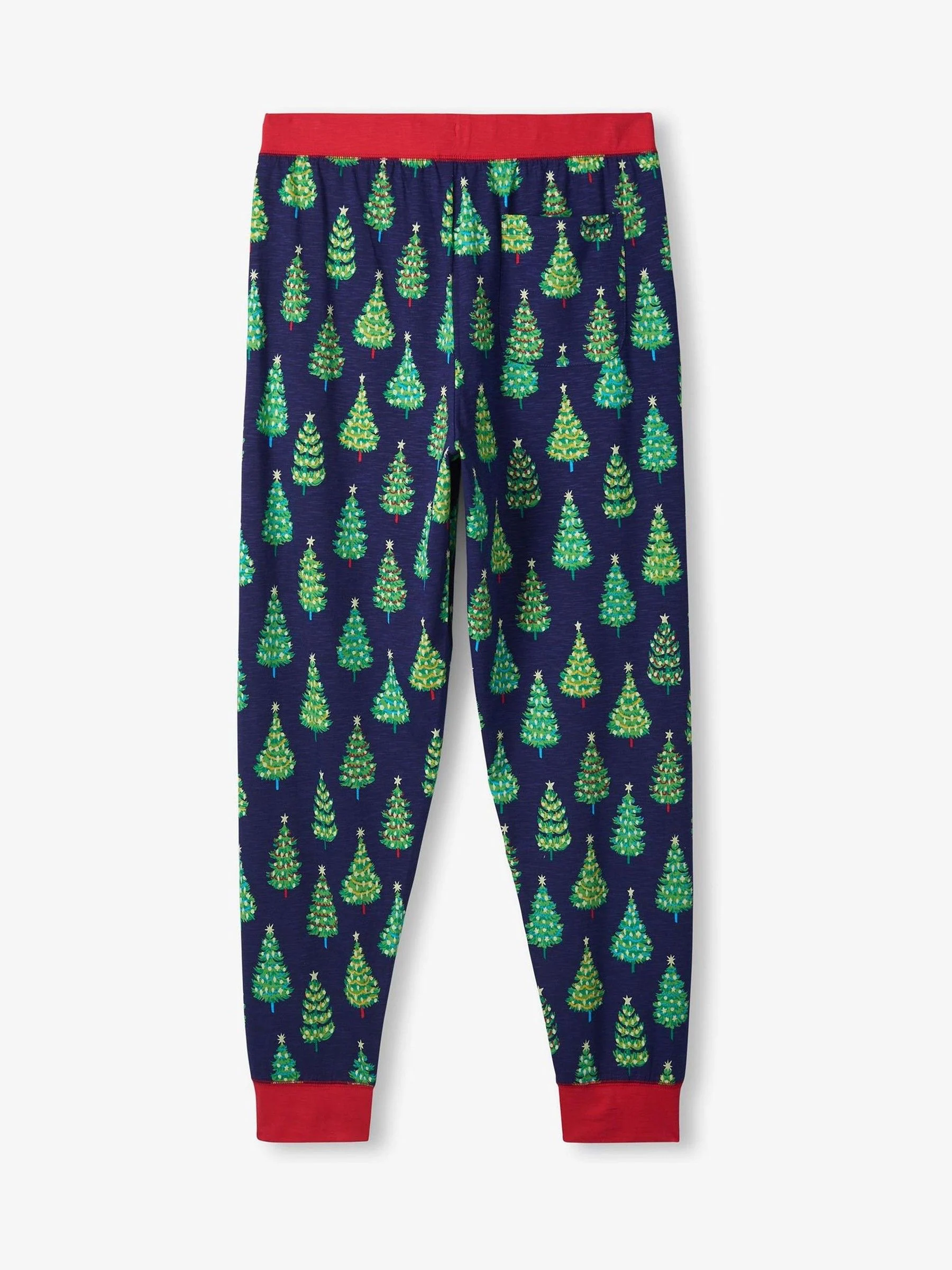 Hatley Patriot Blue Glow in the Dark Christmas Trees Men's Stretch Cotton Pyjama Set