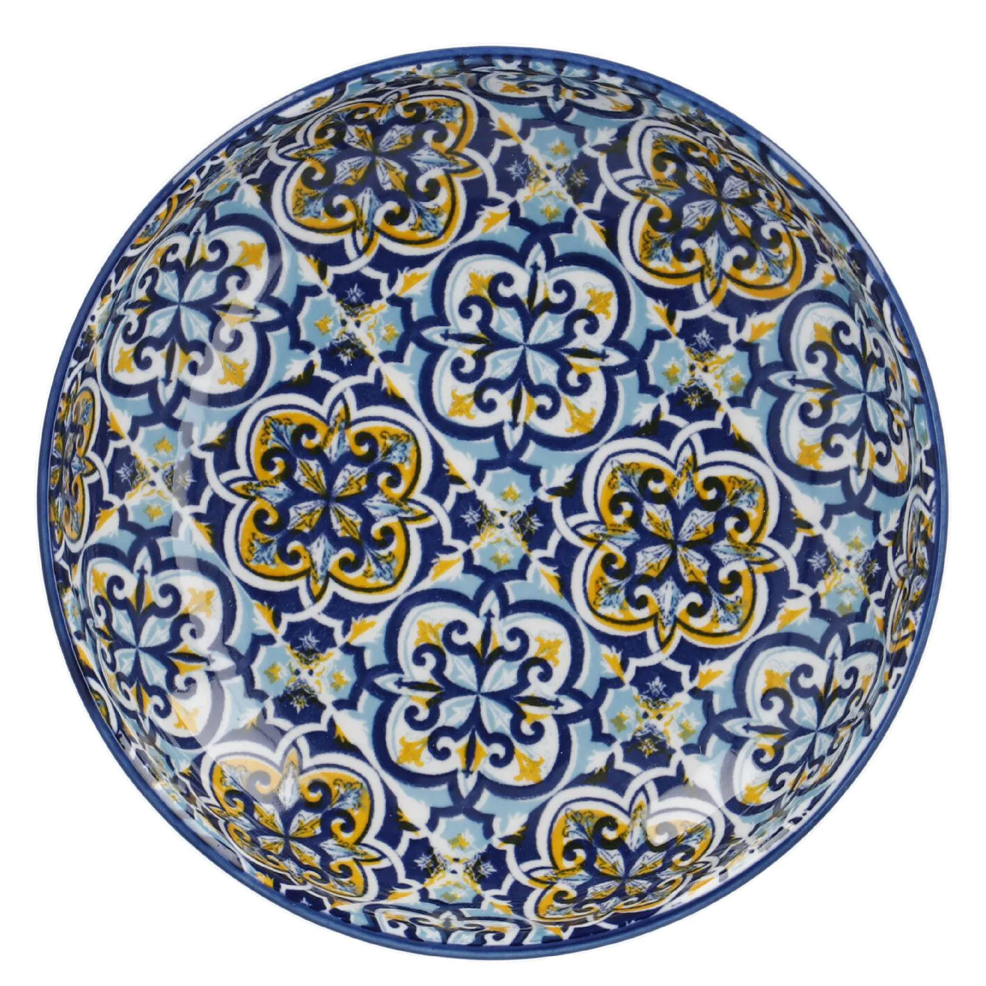 Schale China, flach, blau/gelb, 15 cm