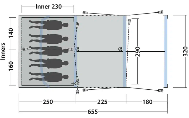 Outwell Iowa 5 Air Tunnelzelt für 5 Personen