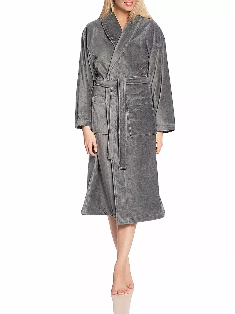 VOSSEN Unisex Bademantel FEELING-L Flanell grau