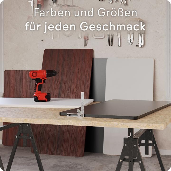 Tischplatte - 2,5 cm Extra-Dicke Schwarze Schreibtischplatte 180x80 cm, Ideale Holzplatte für den Höhenverstellbaren Schreibtisch, Esstisch und Mehr, Langlebige Arbeitsplatte