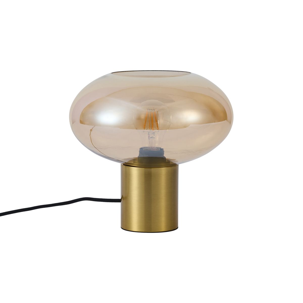 Design tafellamp messing met amber glas - Umbrella