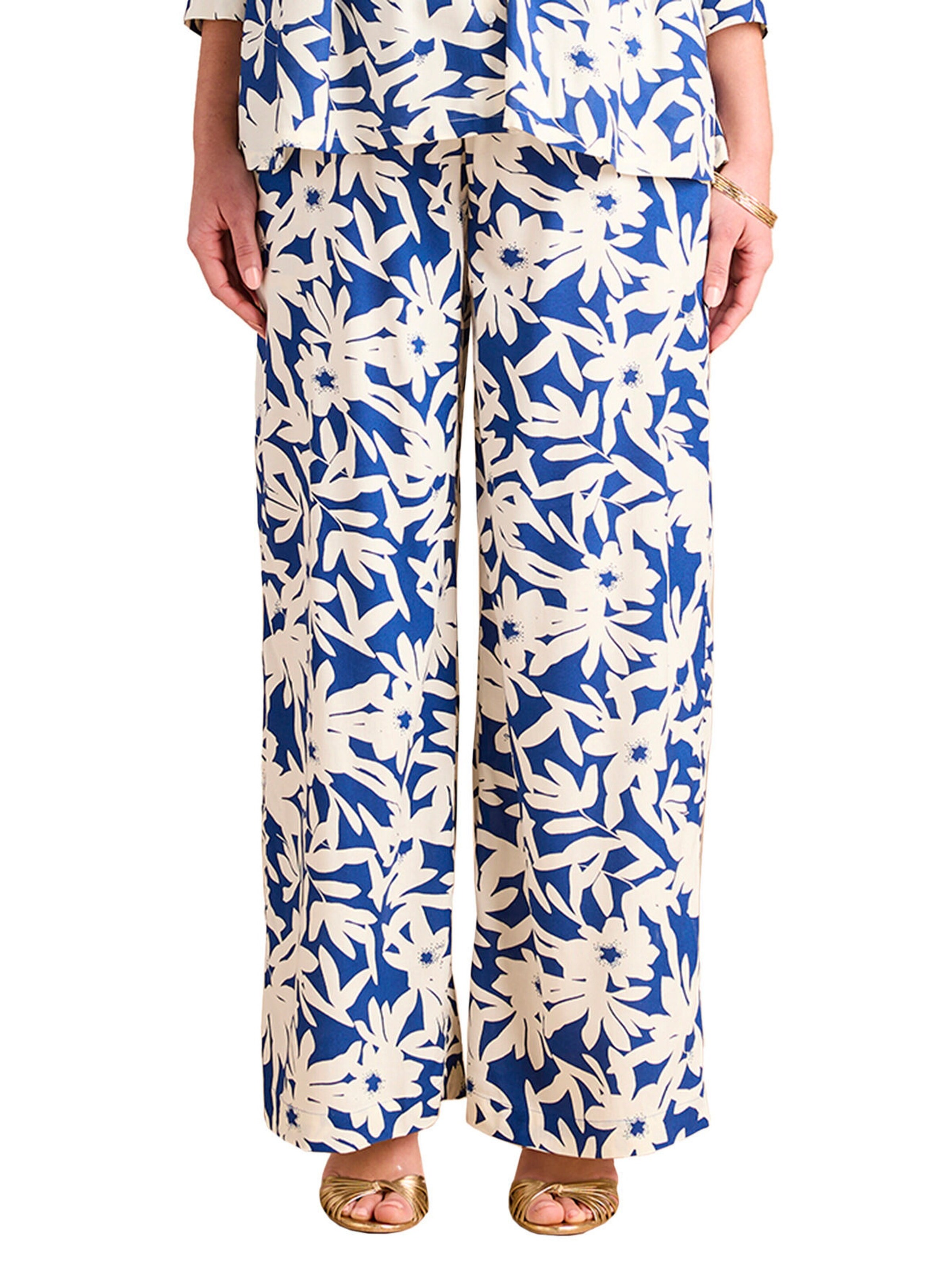 Envie de Fraise Weite Umstandshose mit Blumenprint, hoher Bund königsblau