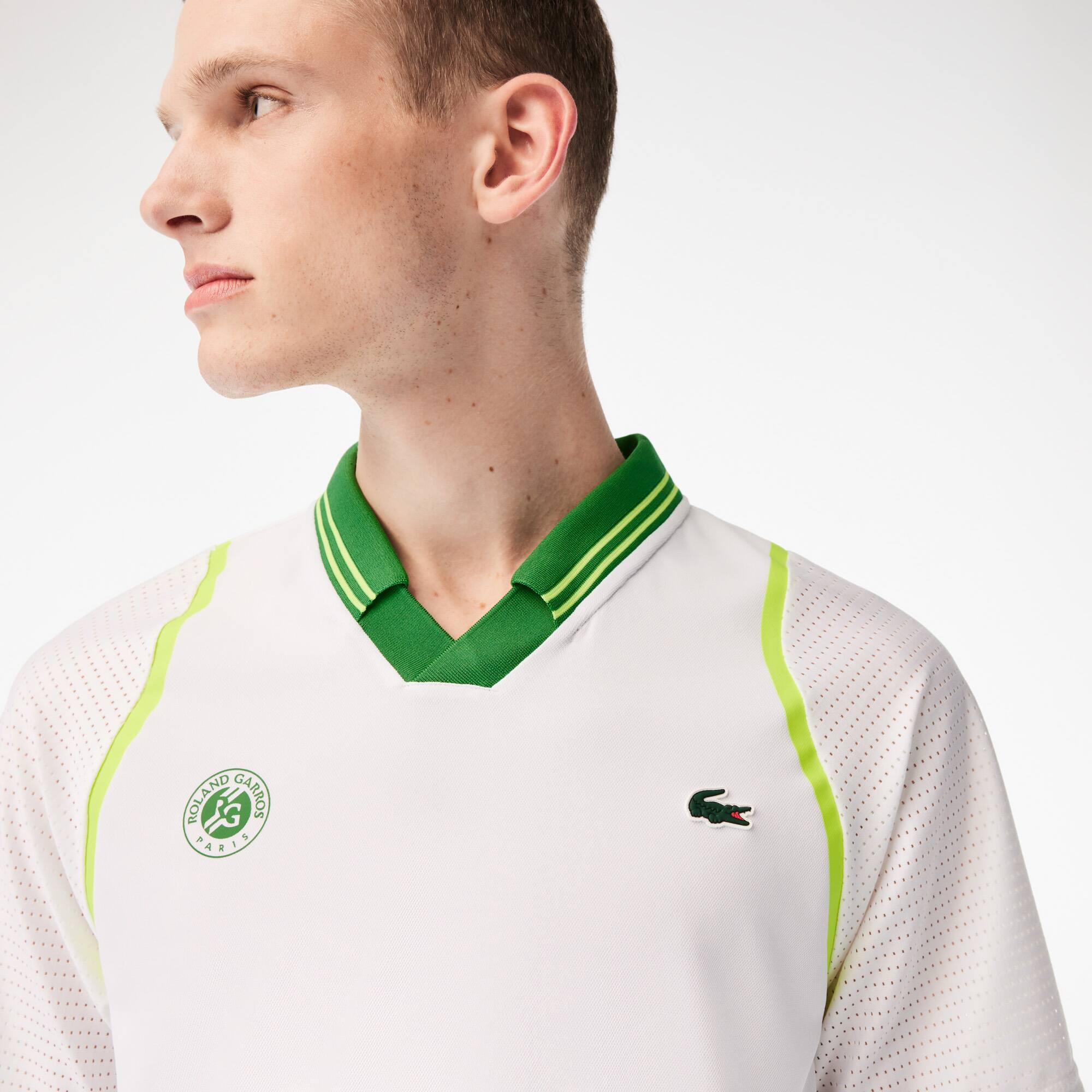 Polo team leader homme Lacoste Sport x Daniil Medvedev Édition Roland Garros Manches Courtes - Blanc - Lacoste - Homme