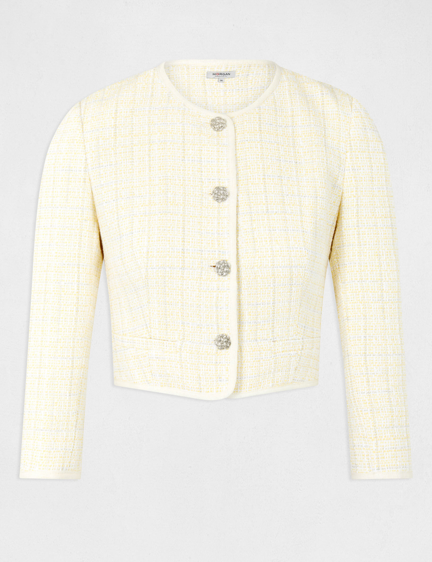 Veste droite manches 3/4 jaune femme - jaune
