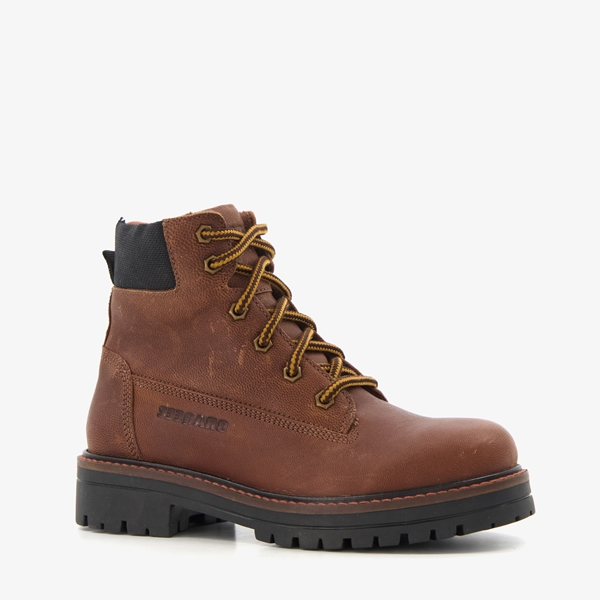Braqeez leren jongens veterboots donkerbruin