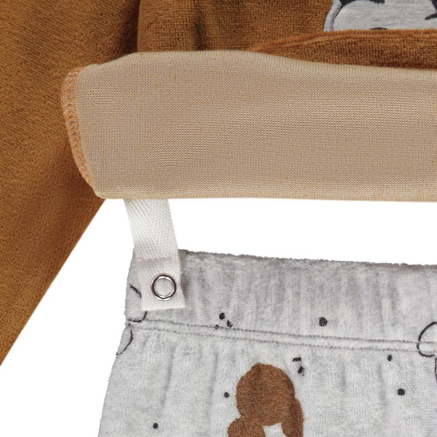 Pyjama en velours imprimé Mickey Disney pour bébé garçon - Marron