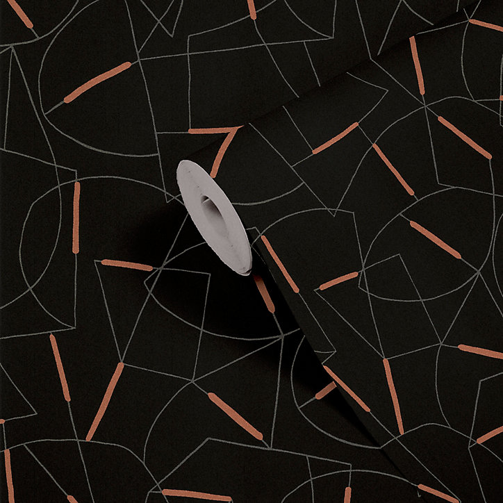 Papier vinyle sur intissé GoodHome Schiele noir