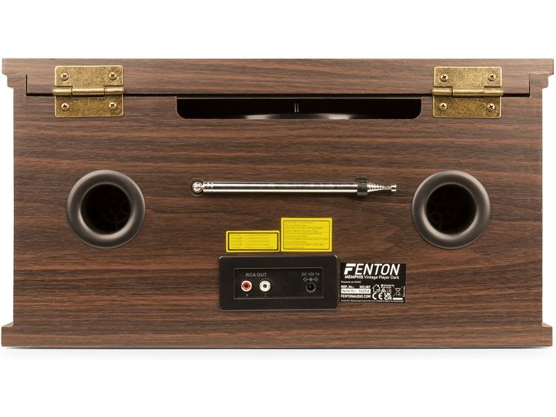 Fenton Plattenspieler Memphis Vintage Dunkelbraun Retro Plattenspieler mit Radio, Bluetooth, Media-Player und Umwandlungsmöglichkeit für Schallplatten und Kassetten