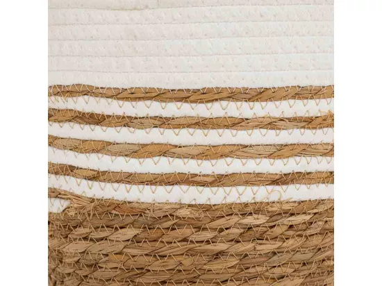 Panier en fibres naturelles et coton blanc D24x20/28,5