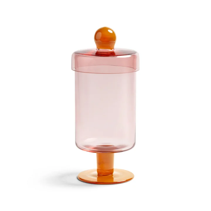 &klevering - Duo Aufbewahrungsglas, Ø 11,5 x 27 cm, rosa / orange