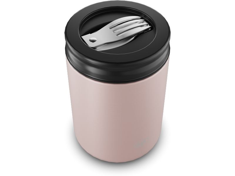 Alfi Thermo-Foodbehälter 0.35 l, Hellrosa Outdoor-Behälter aus Edelstahl mit Göffel