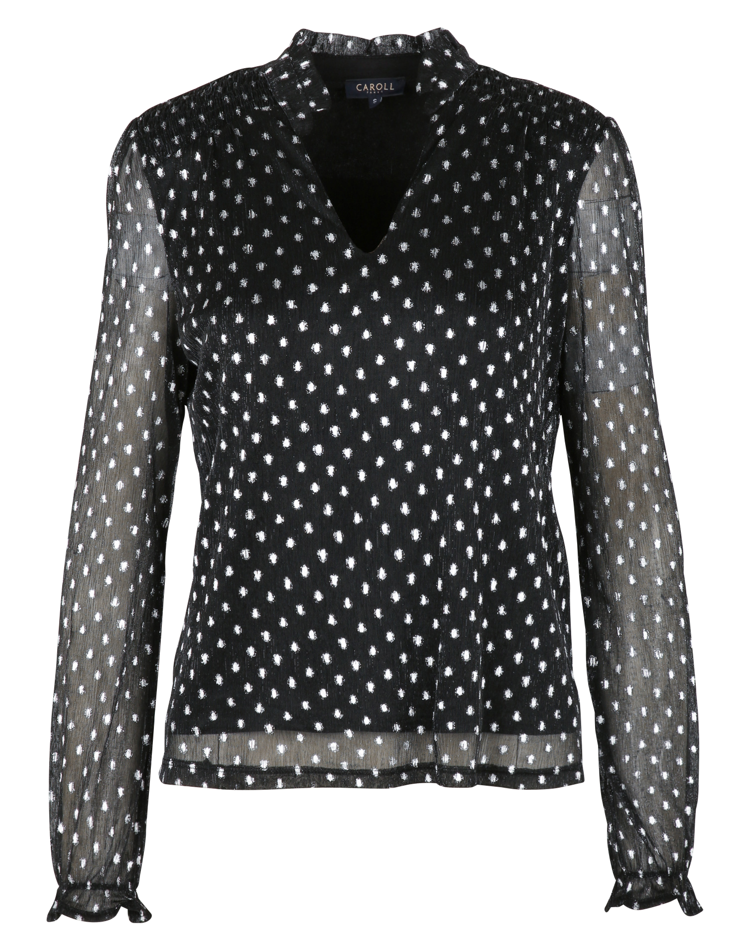 TILTANA2 - Blouse col V à pois | Argent