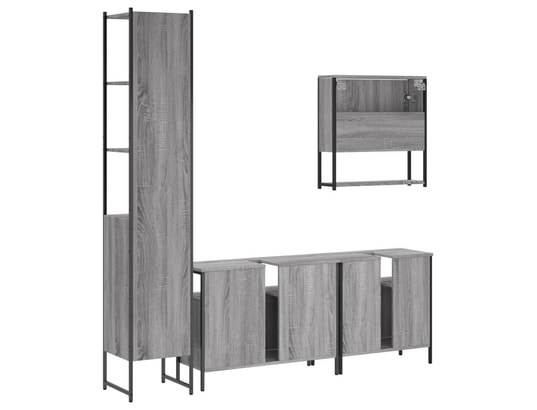VIDAXL - Ensemble de meubles de salle de bain 4 pcs sonoma gris