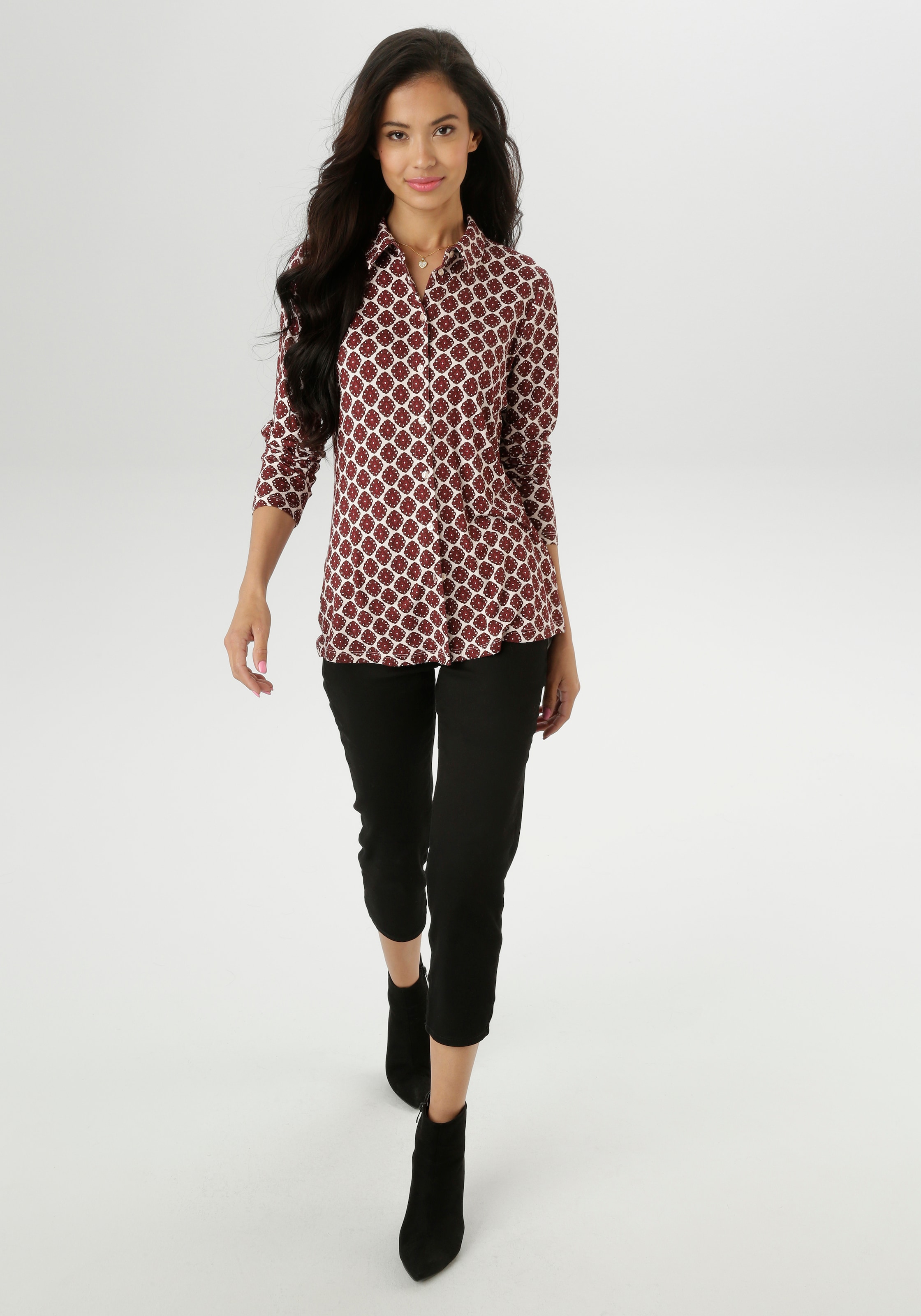 Aniston SELECTED Hemdbluse , mit extravagantem, farbenfrohen Retro-Muster - NEUE KOLLEKTION