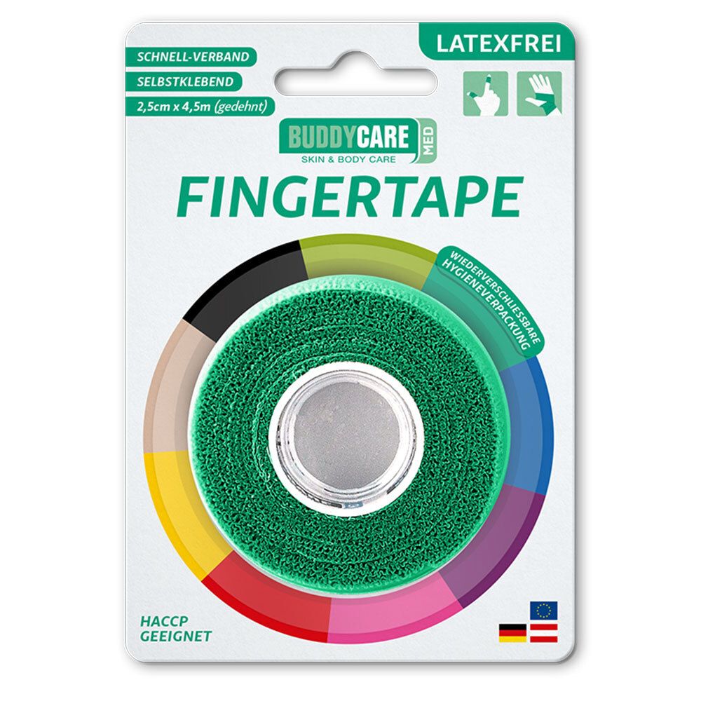 BUDDYCARE® MED Fingertape GRÜN 2,5cmx4,5m Latexfrei