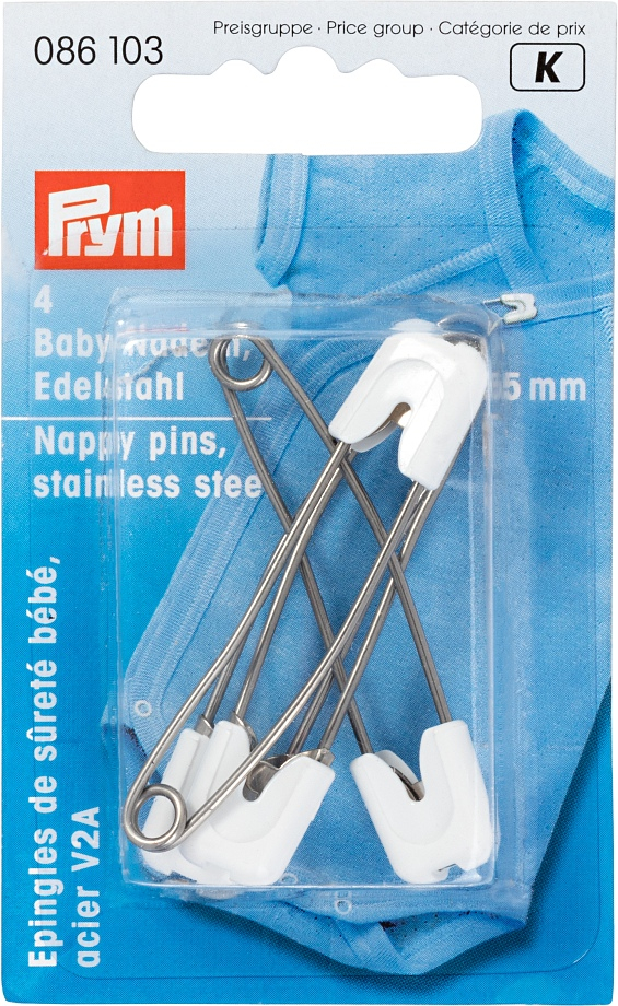 (4er Set) 55mm Baby Sicherheitsnadel Kinder Nadel mit Doppeltem Verschluss (86103)
