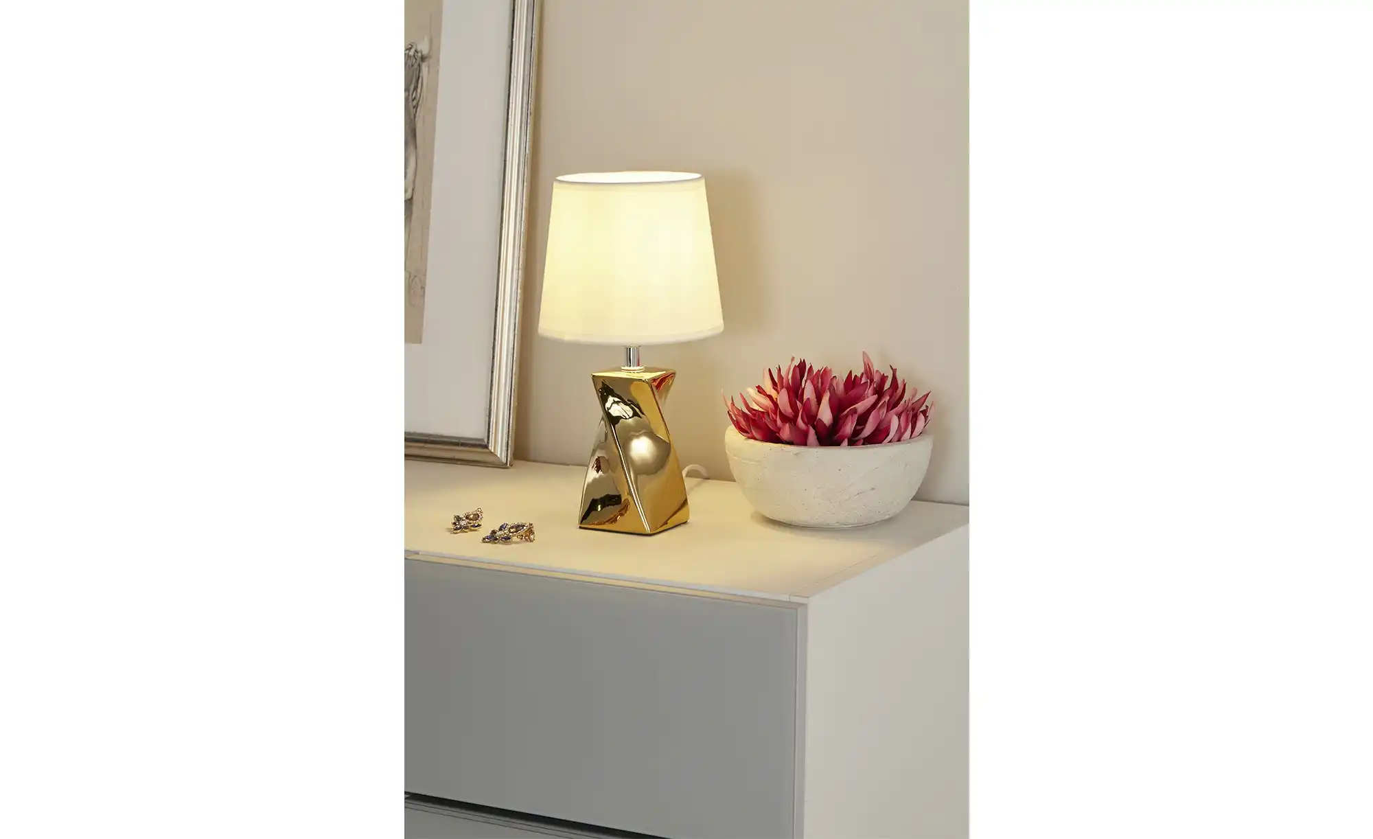 Trio Keramik-Tischleuchte, 1-flammig, goldfarben ´klein´