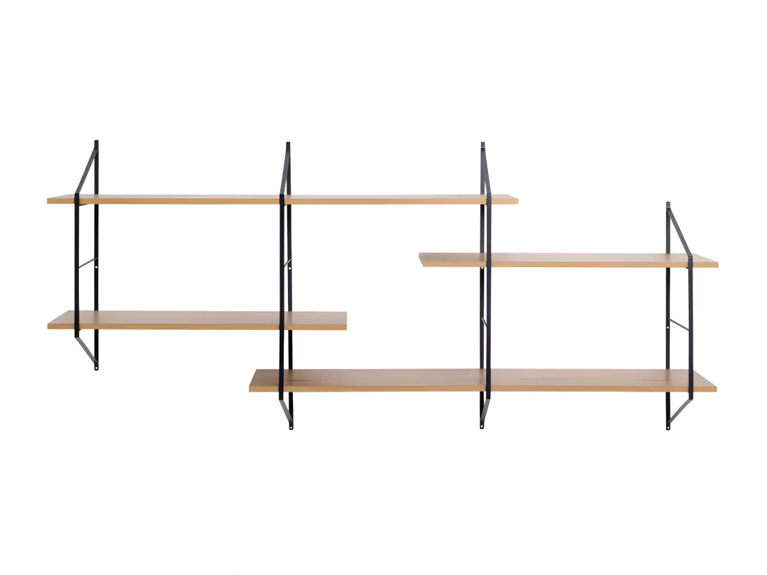 Tocro - Etagère murale en bois et métal L191cm - Bois clair