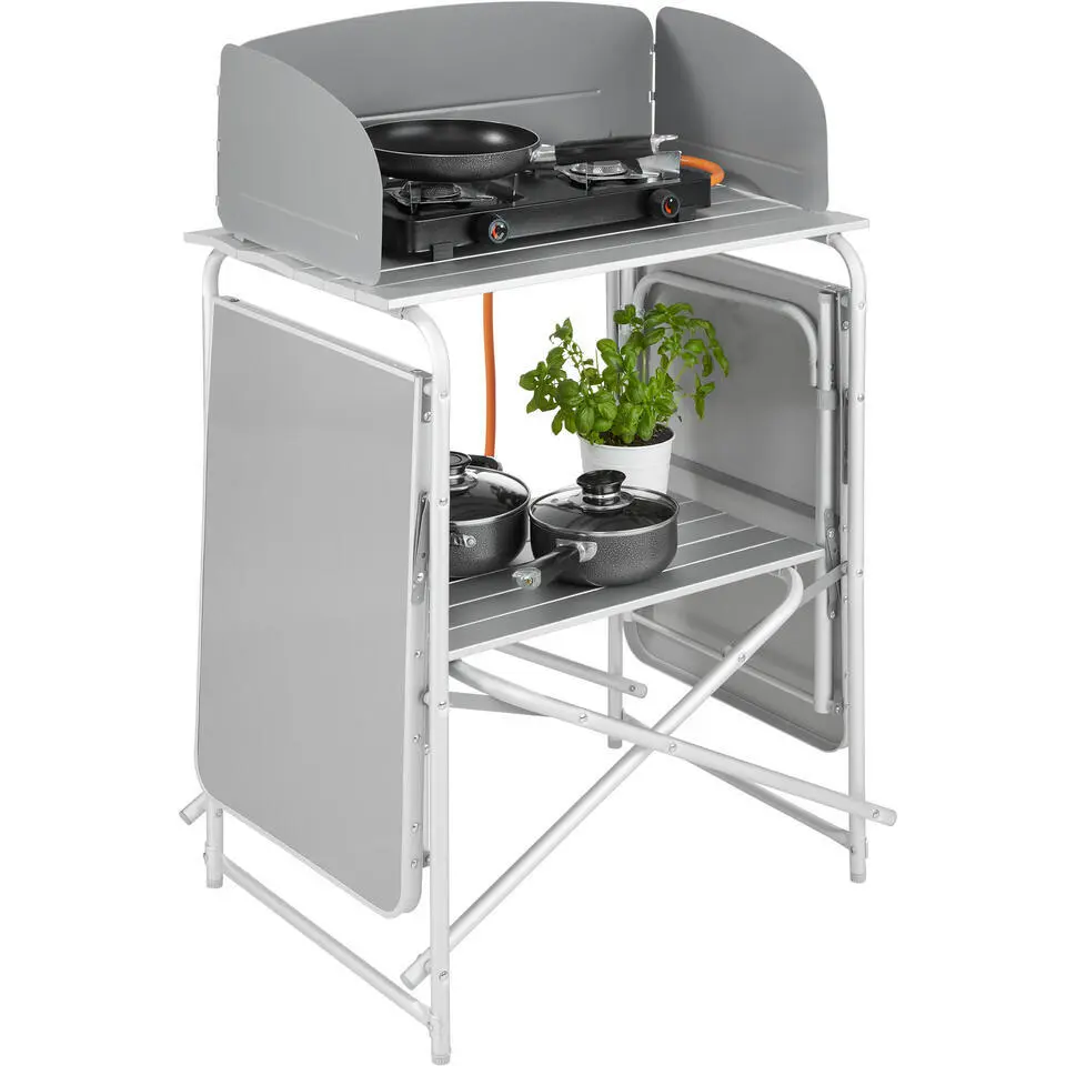 tectake - Campingkeuken 172x52x104cm, Grijs