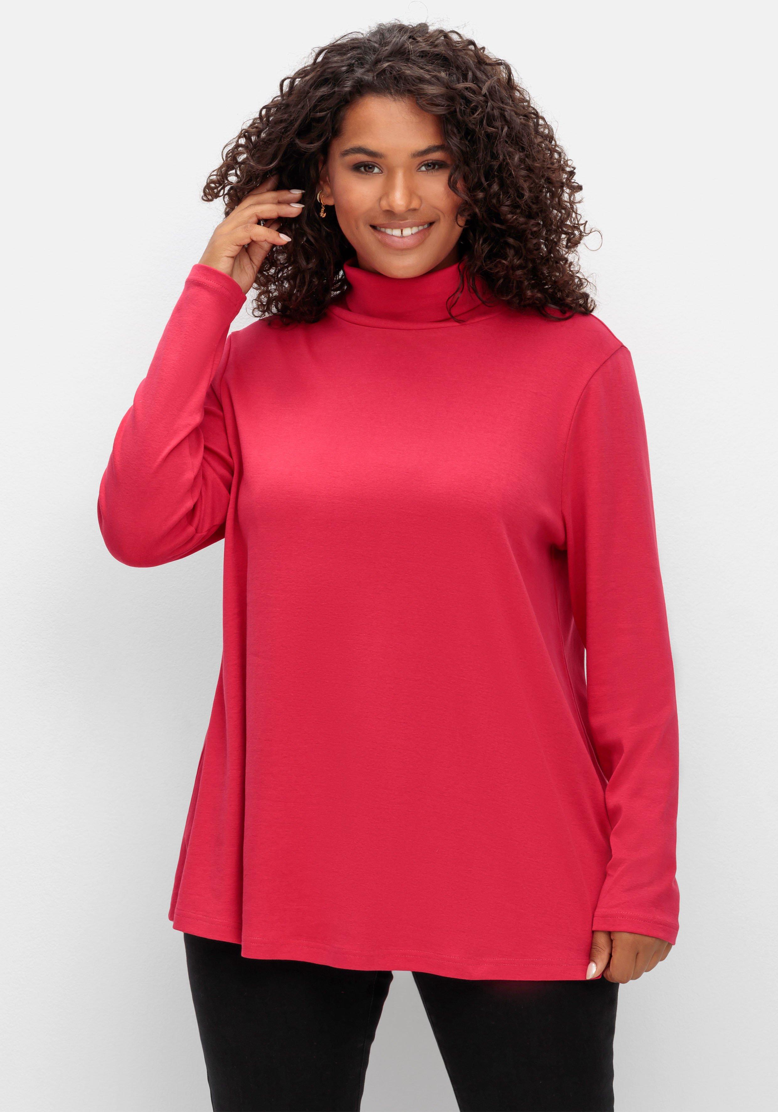 Langarmshirt mit Rollkragen, in A-Linie