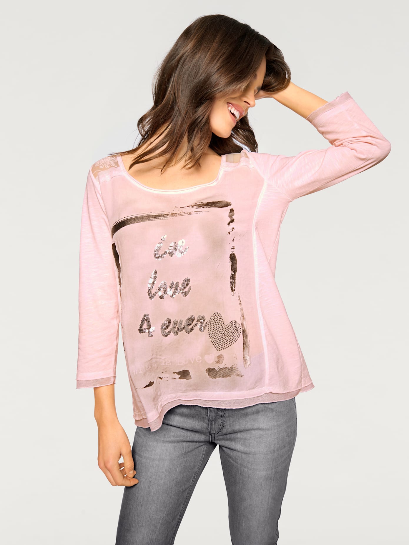 T-shirt imprimé aspect patchwork tendance