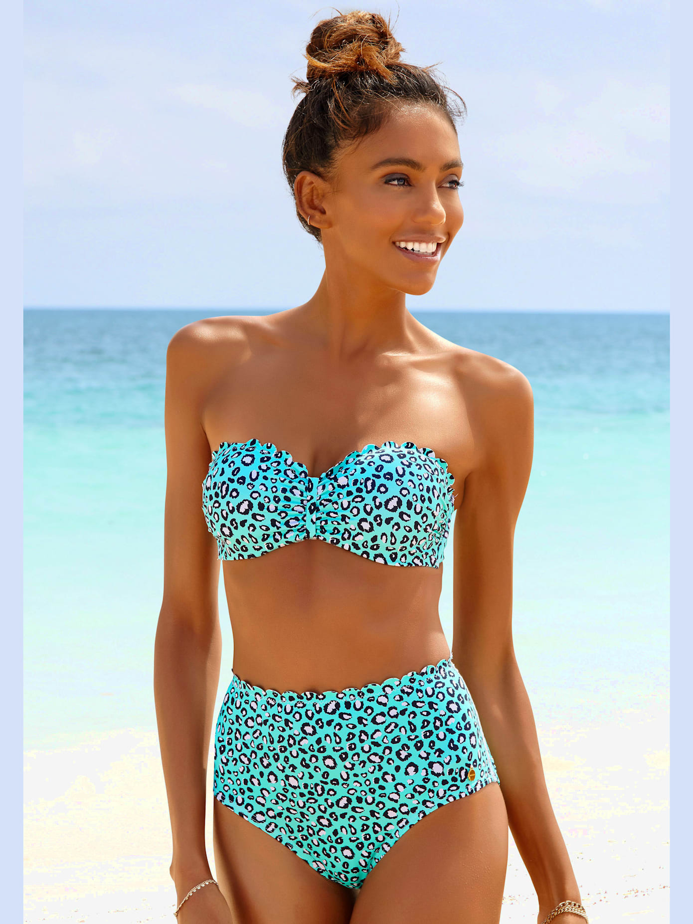 Haut de bikini bandeau à armatures imprimé animal coloré