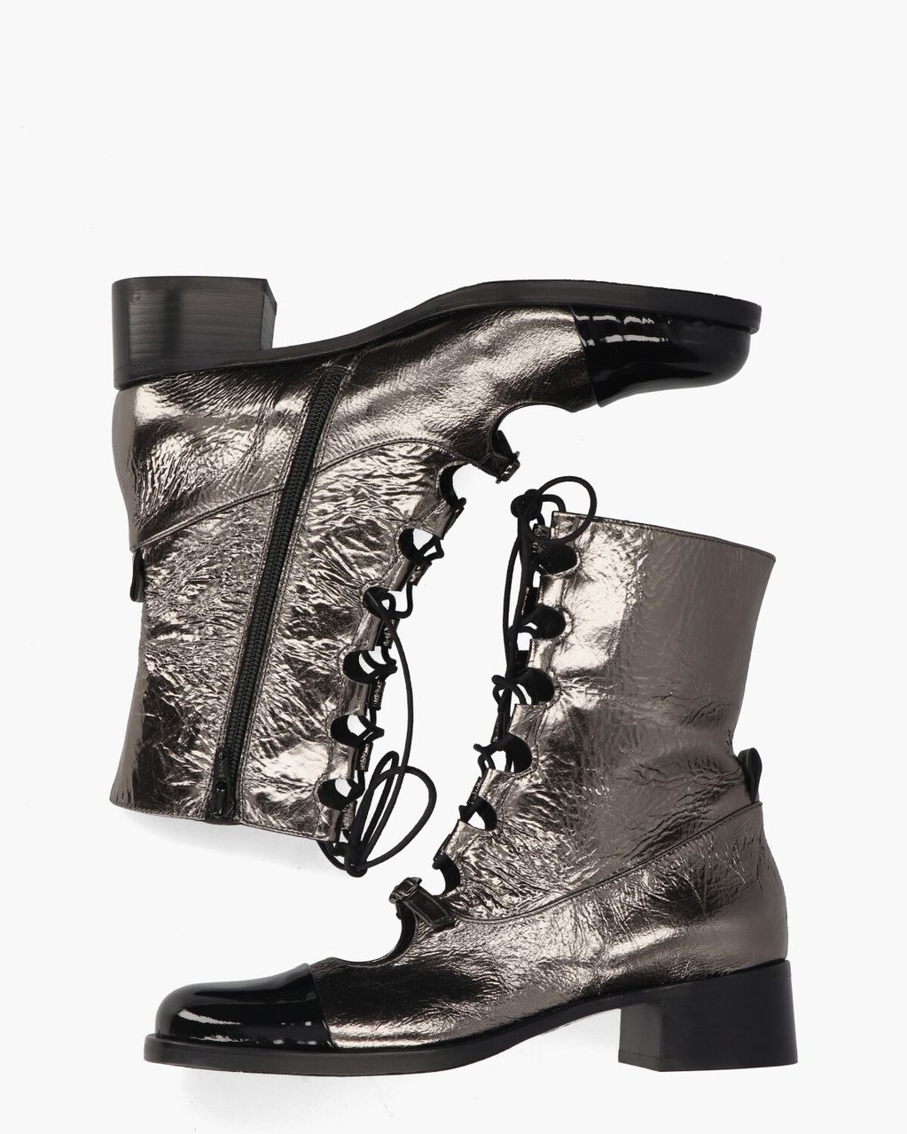 Zinda 2869 Zilvergrijs/Zwart Dames Veterboots