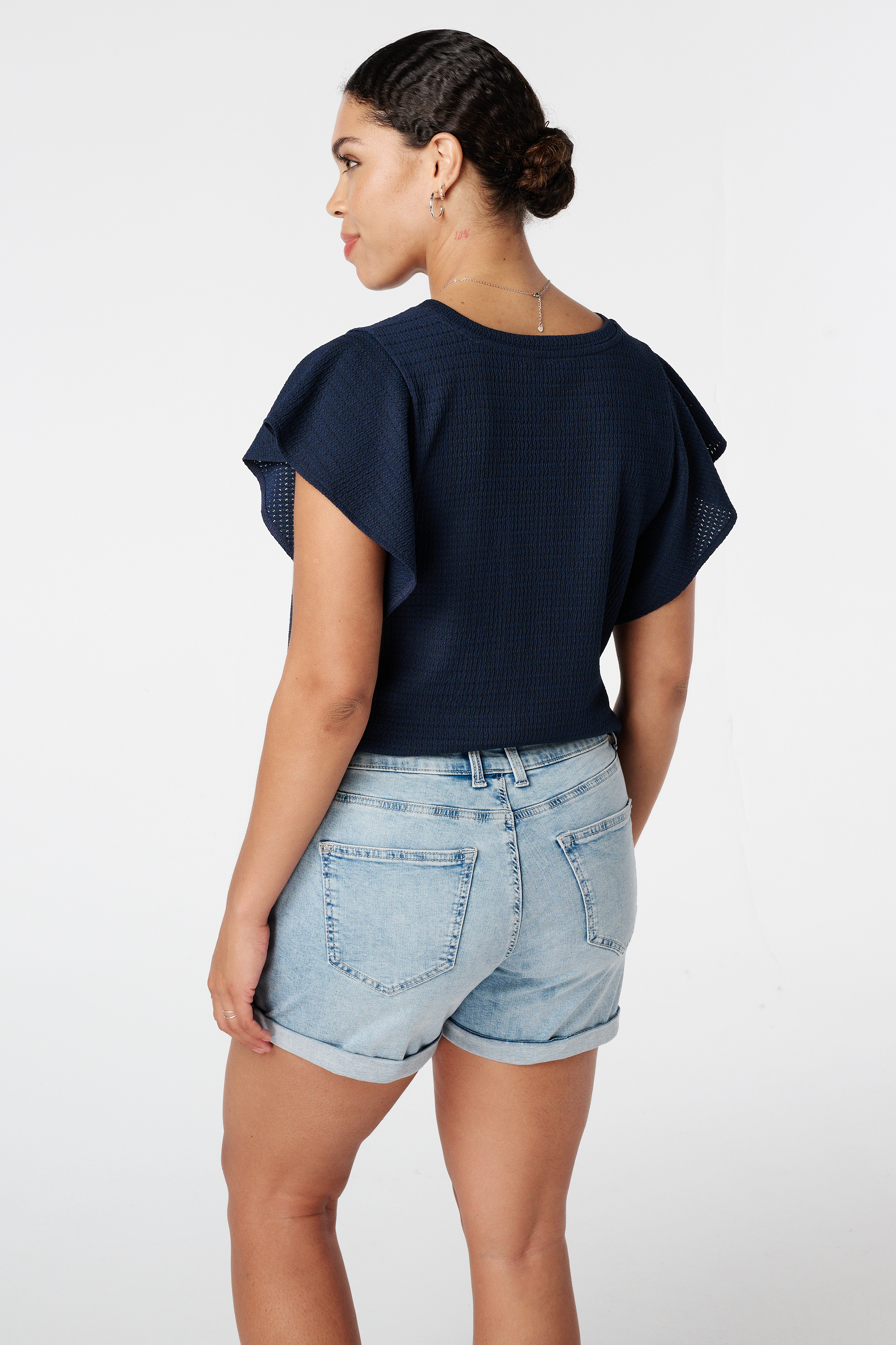Denim shorts met stretch Bleached Denim
