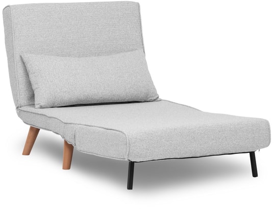 CONCEPT1 - Fauteuil convertible Daddy pliant simple tissu Teddy gris 80 x 80 x h79