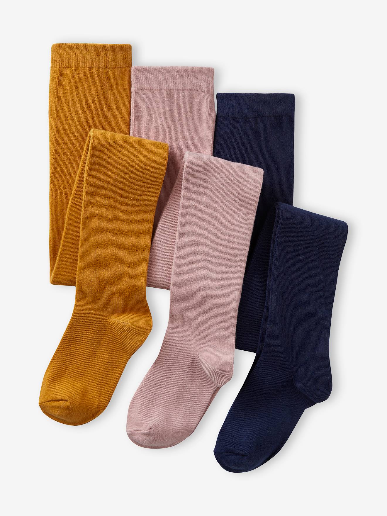 Pacote com 3 pares de meias-calças infantis, cinza médio, bicolor/multicoloridas.