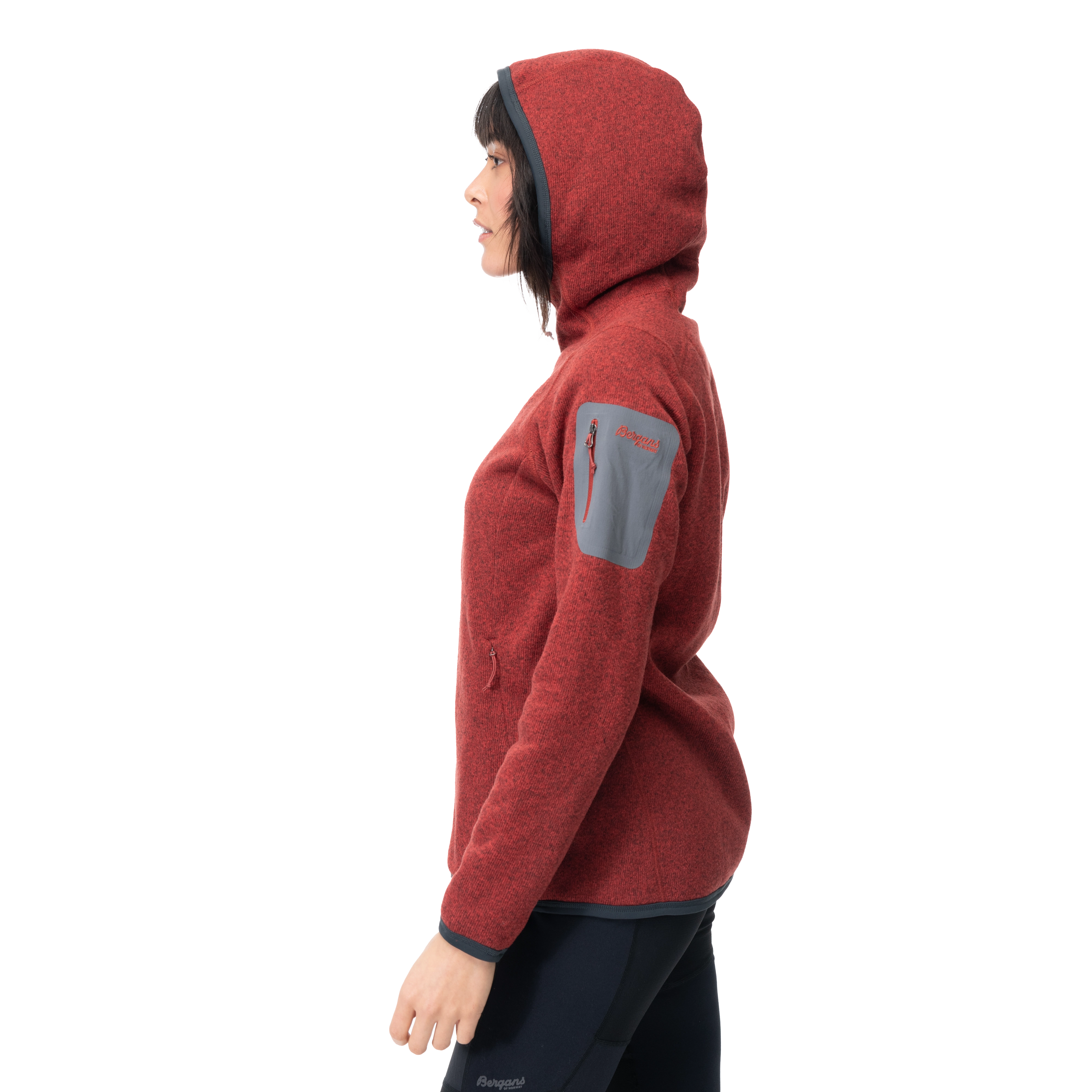 Kamphaug Knitted W Hoodie Chianti Red