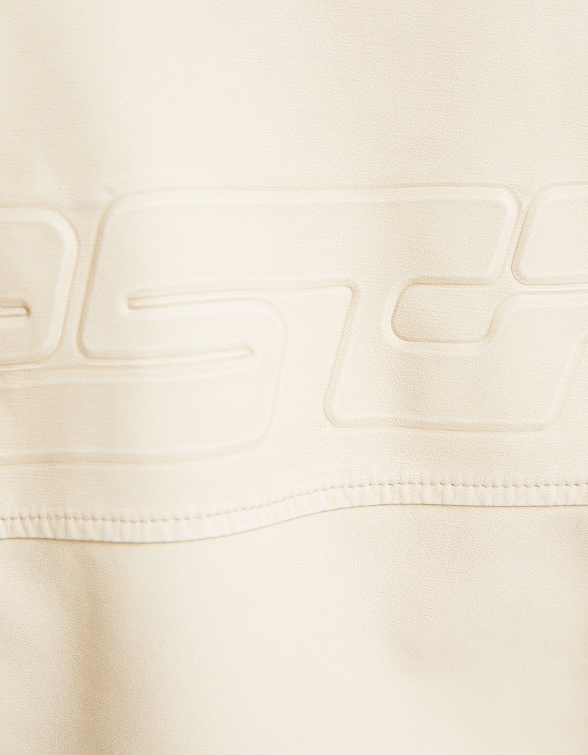 Jaqueta de motociclista oversized com efeito de couro desgastado