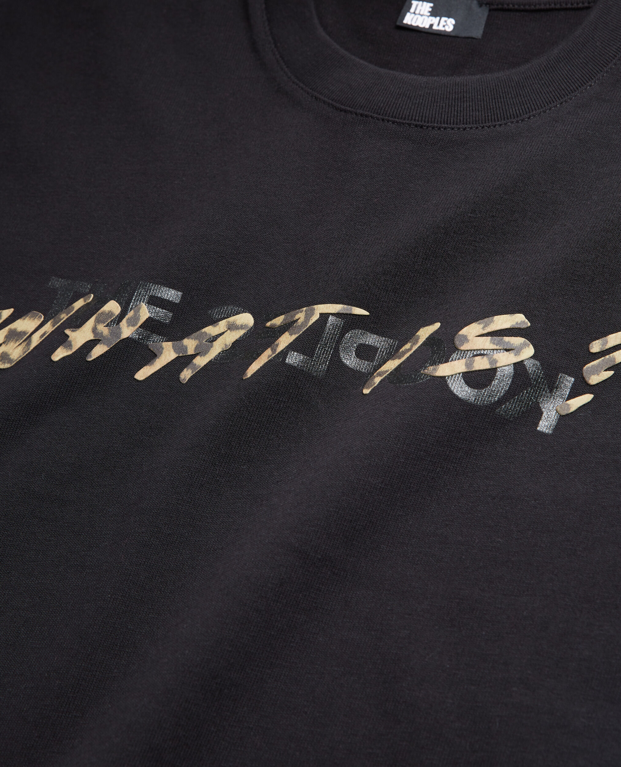T-shirt What is noir et léopard