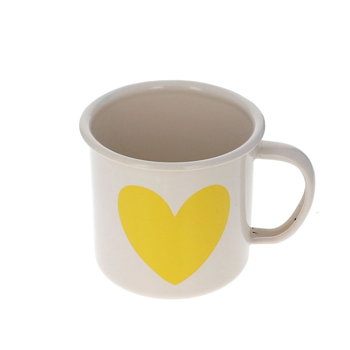 Petit mug émaillé cœur jaune Pause goûter
