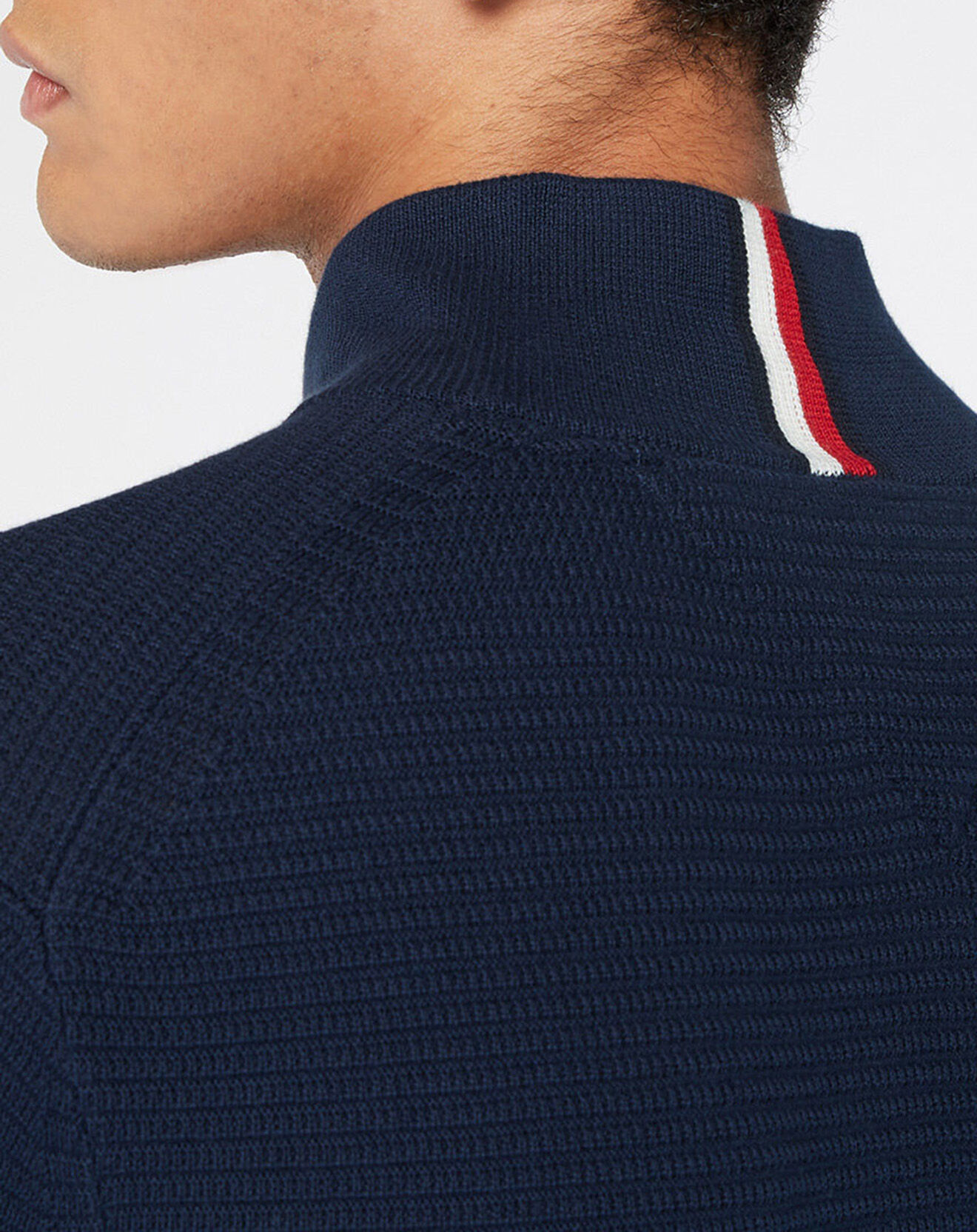 Tommy Hilfiger Pull 100% Coton Bio Structure bleu marine