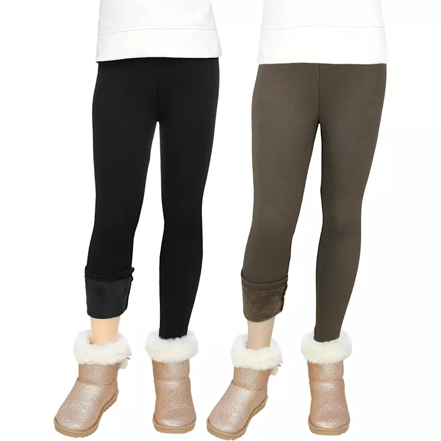 TupTam Mädchen Winter Leggings 2er PACK Gefüttert schwarzbraun