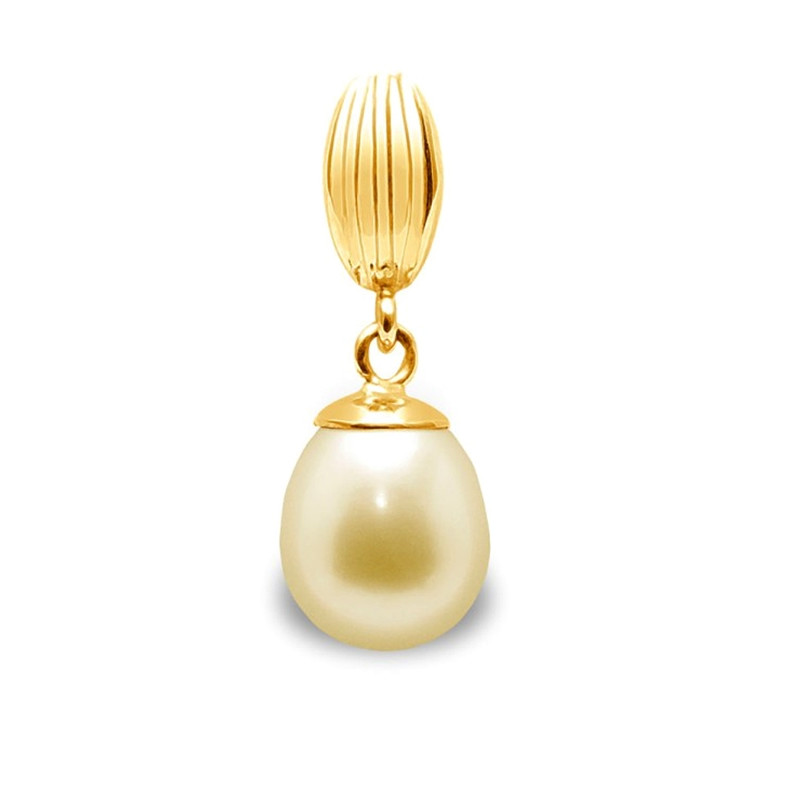 Pendentif Perle de Culture d'eau douce Dorée et Or Jaune 375/1000