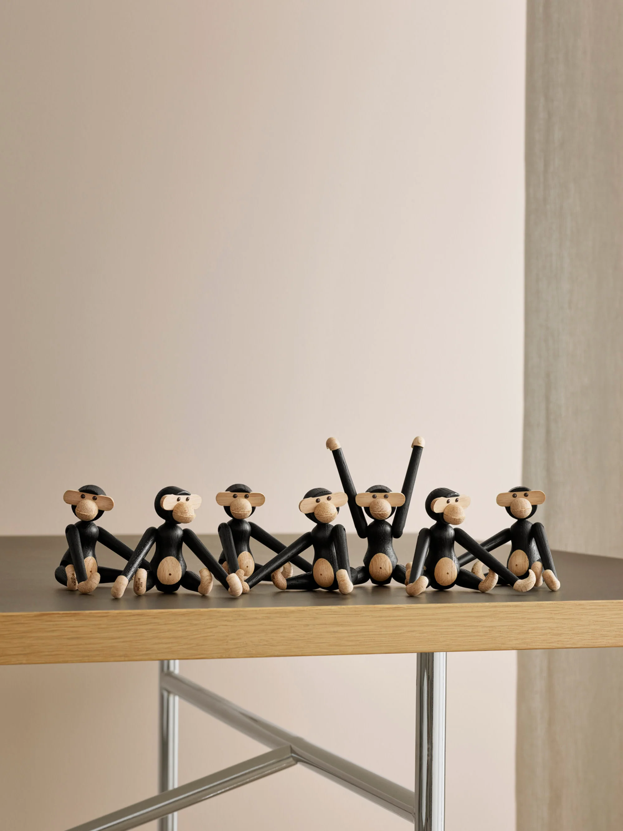 Decoratief object Monkey Mini van eikenhout
