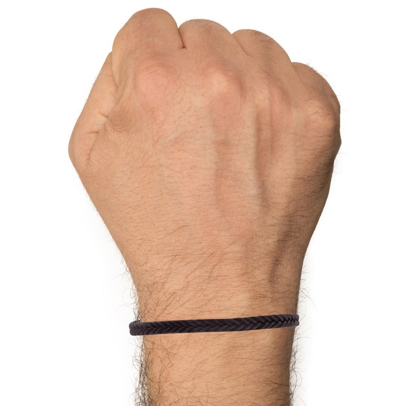 Bracelet Homme Tresse en Coton Carré Simple - Marron foncé