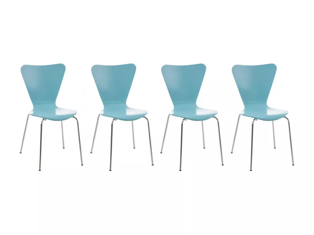 Lot de 4 Chaise de conférence - Bois & Nature - Bleu clair - Calisto