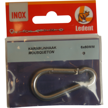 Karabijnhaak RVS 60 mm 1 stuk