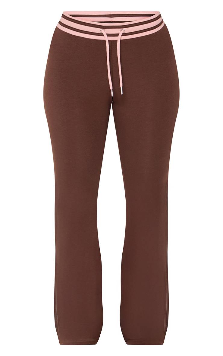 Chocolat Pantalon Droit En Molleton À Taille Contrastante Shape