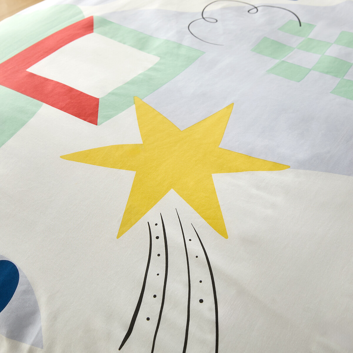LA REDOUTE INTERIEURS<br>Conjunto de cama 50% algodão reciclado, fronha quadrada, Olias