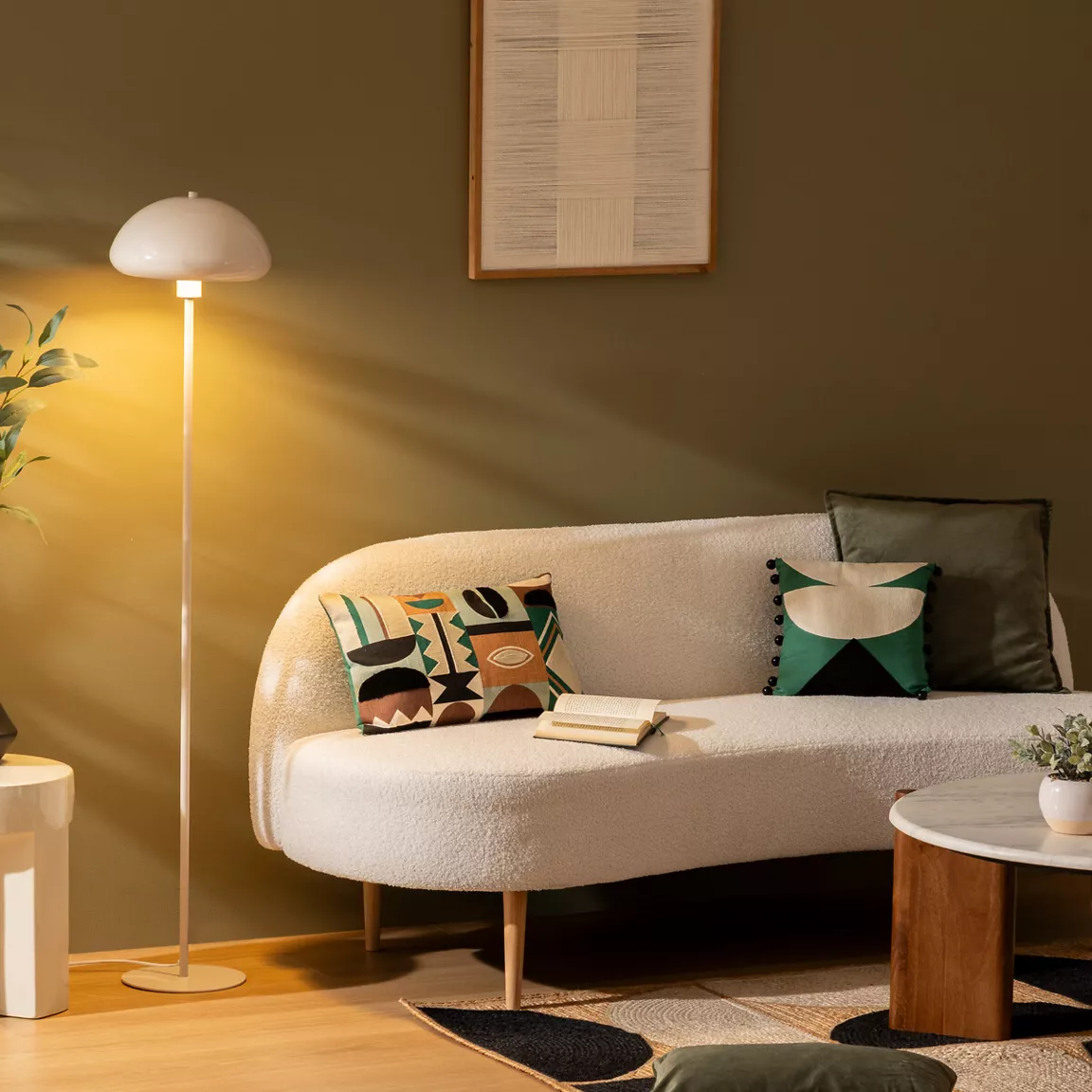 Lampadaire en métal (140 cm) Savio Beige