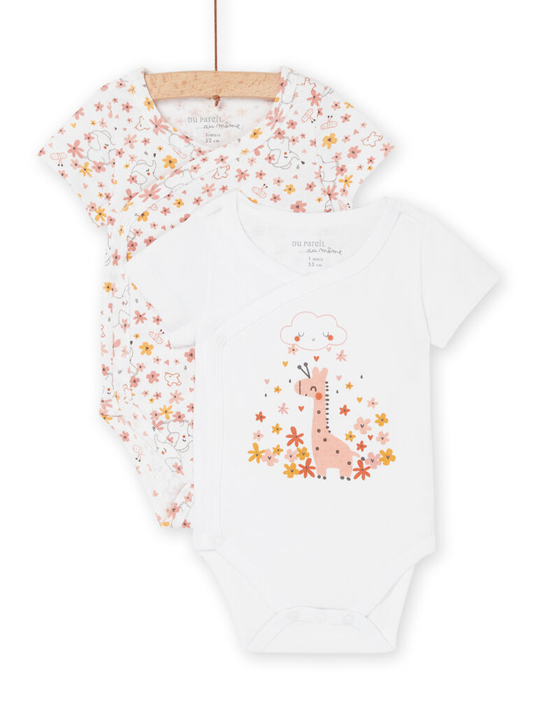 Lot de 2 bodys blancs à motif et imprimé fantaisie
