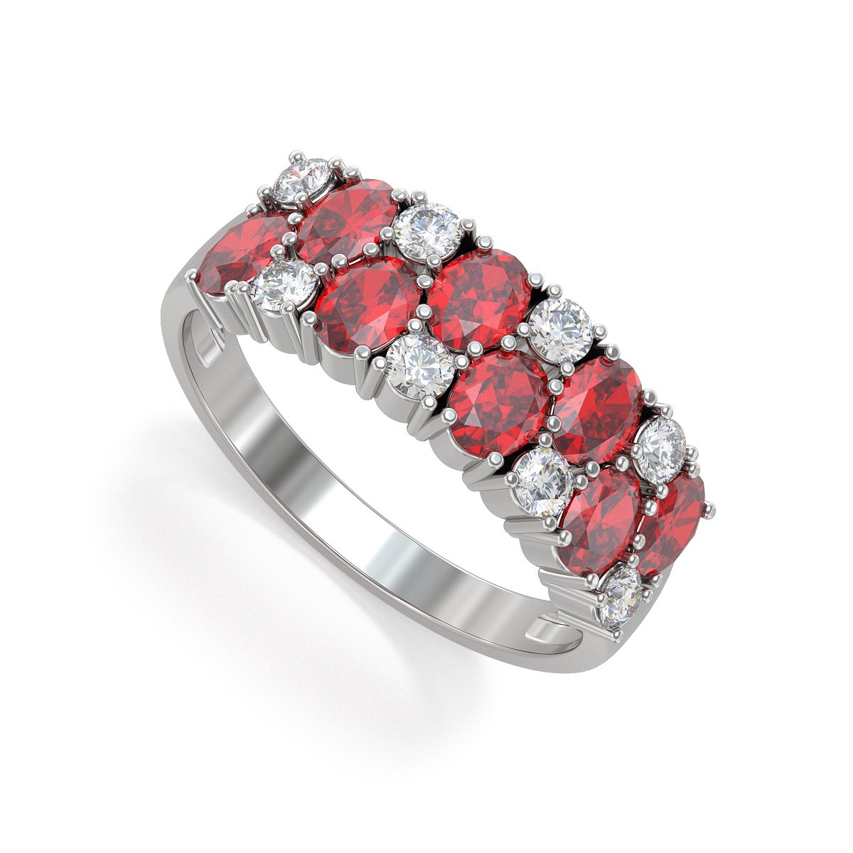 Bague ADEN Rubis et diamants sur Argent 925 2.524grs
